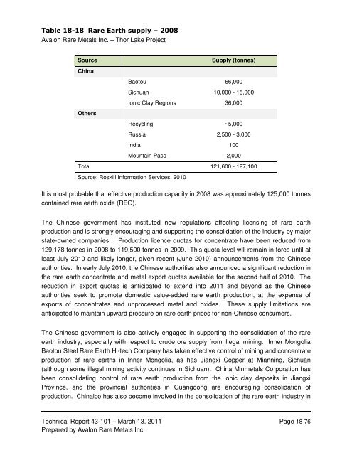 technical report on the nechalacho deposit, thor lake project ...