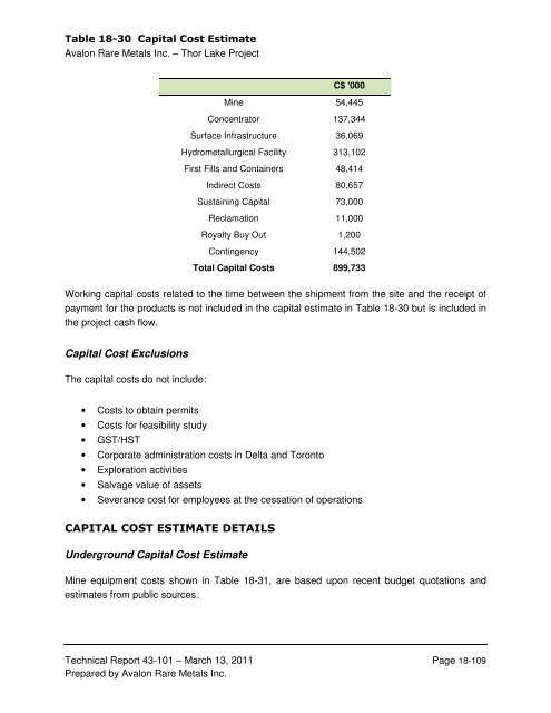 technical report on the nechalacho deposit, thor lake project ...