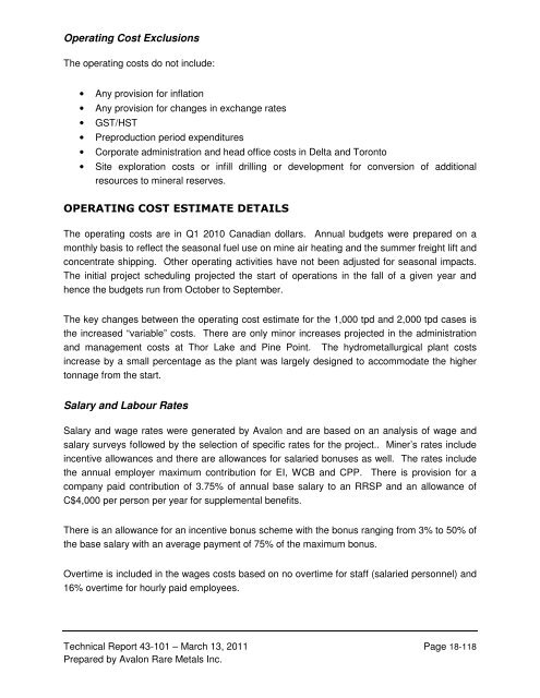 technical report on the nechalacho deposit, thor lake project ...