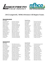 2012 Longstreth / NFHCA Division I All-Region Teams - Dartmouth ...