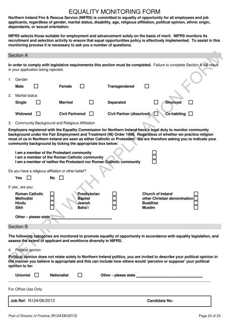 application form for post of director of finance - Northern Ireland Fire ...