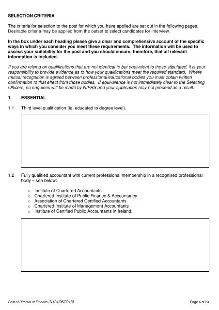 application form for post of director of finance - Northern Ireland Fire ...