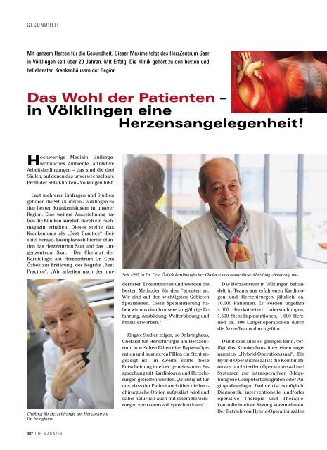 Das Wohl der Patienten â in VÃ¶lklingen eine ... - Herzzentrum Saar