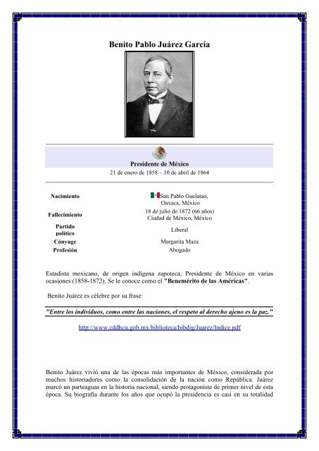 Benito Pablo Juárez García - México Diplomático