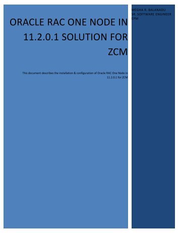 Oracle RAC 11.2.0.1 -2 node cluster solution for ZCM