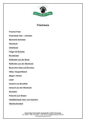Frischware - Grevenkoper Pute GmbH