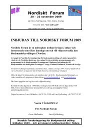 INBJUDAN TILL NORDISKT FORUM 2009