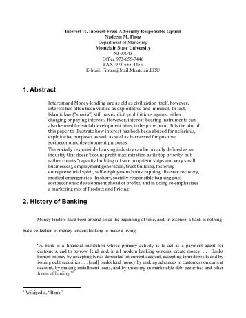 1. Abstract 2. History of Banking - 3rd SAICON 2011