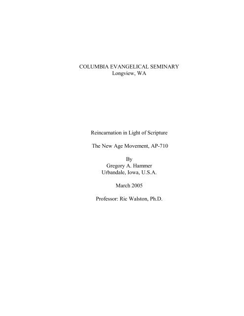 Sample Term Paper (PDF) - Columbia Evangelical Seminary