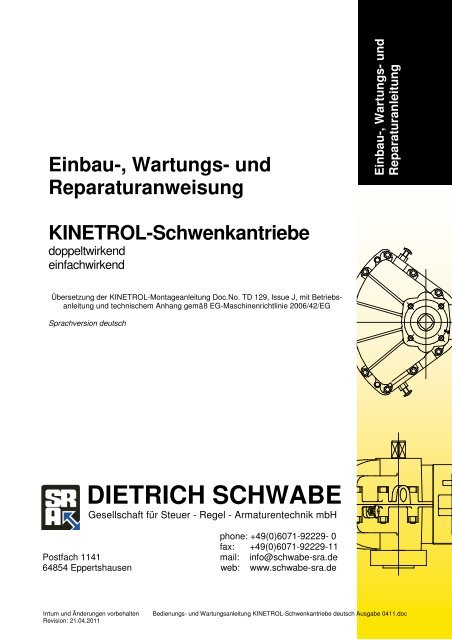 Betriebsanleitung KINETROL-Schwenkantriebe - Schwabe