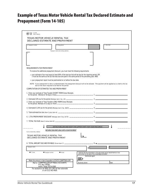 96-143 Motor Vehicle Rental Tax Guidebook - Texas Comptroller of ...