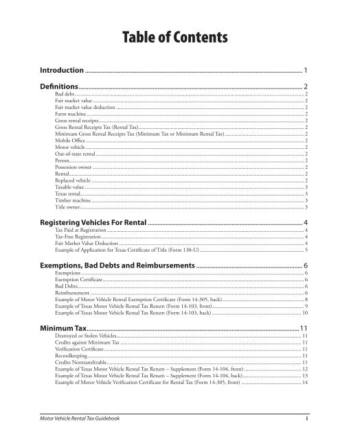 96-143 Motor Vehicle Rental Tax Guidebook - Texas Comptroller of ...