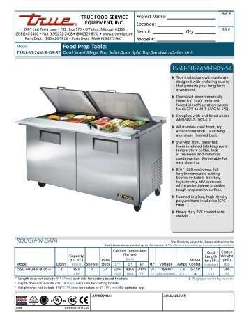 Spec Sheet - JES Restaurant Equipment