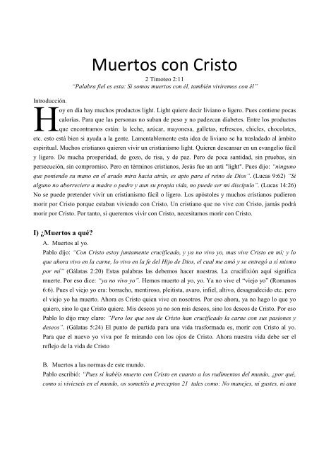 Muertos con Cristo - Toda la Escritura es inspirada por Dios