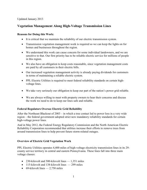 Vegetation Management Along High-Voltage Transmission Lines