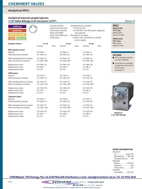 Cheminert® Injectors and Valves - Chromalytic Technology