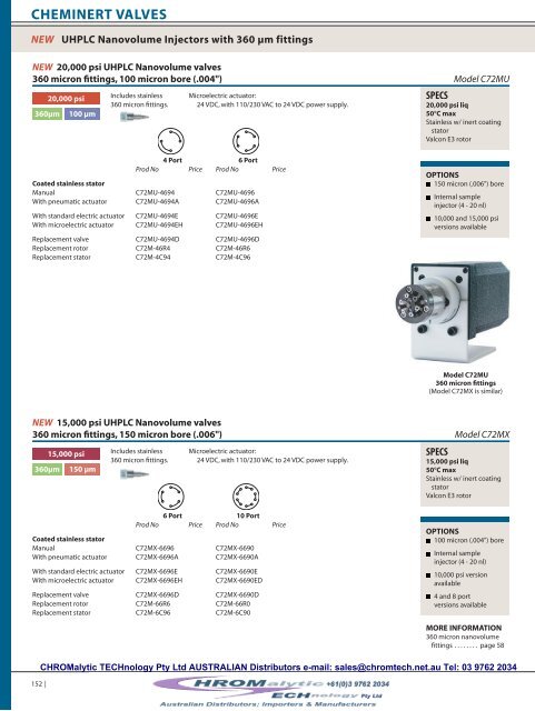 Cheminert® Injectors and Valves - Chromalytic Technology