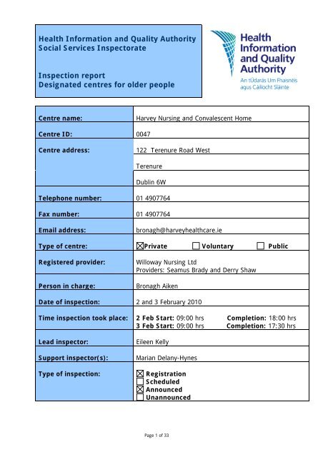 Health Information and Quality Authority Social Services ... - hiqa.ie