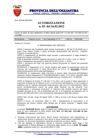 AUTORIZZAZIONE N 03 2012.pdf - Provincia dell'Ogliastra