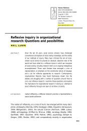 Reflexive inquiry in organizational research: Questions and ...