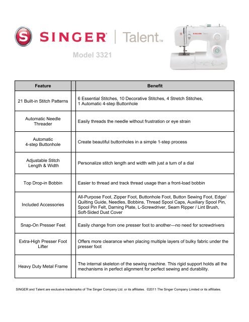 Product Sheet - Singer