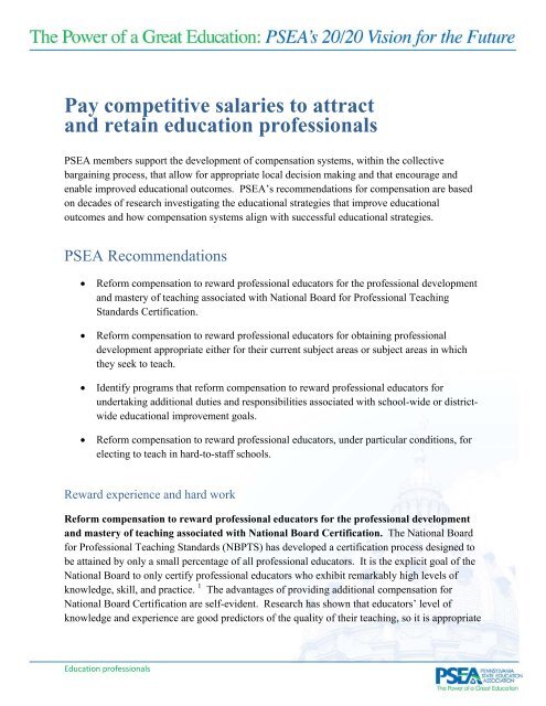 Pay competitive salaries to attract and retain education professionals