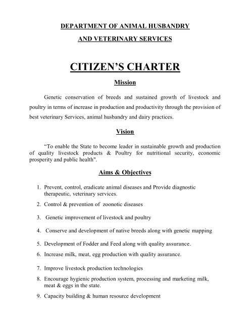 CITIZEN'S CHARTER - Government of Karnataka