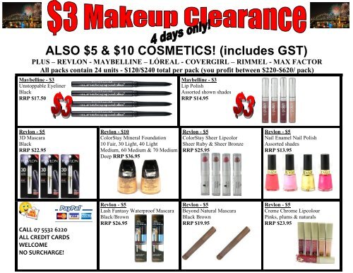 Cosmetic Clearance STOCK LIST & ORDER