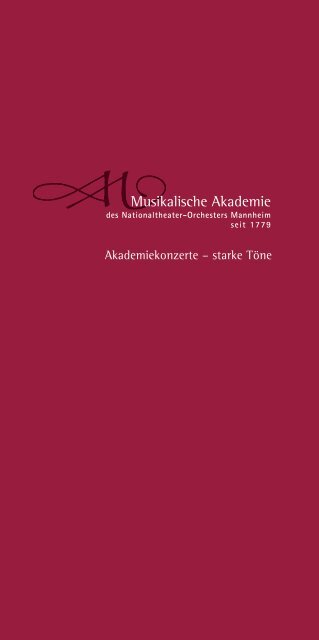 Musikalische Akademie des Nationaltheater-Orchesters Mannheim