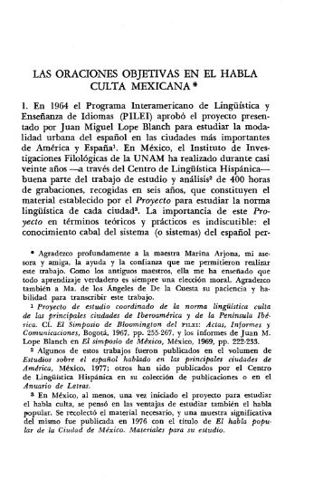 Las oraciones objetivas en el habla culta mexicana - Inicio - UNAM