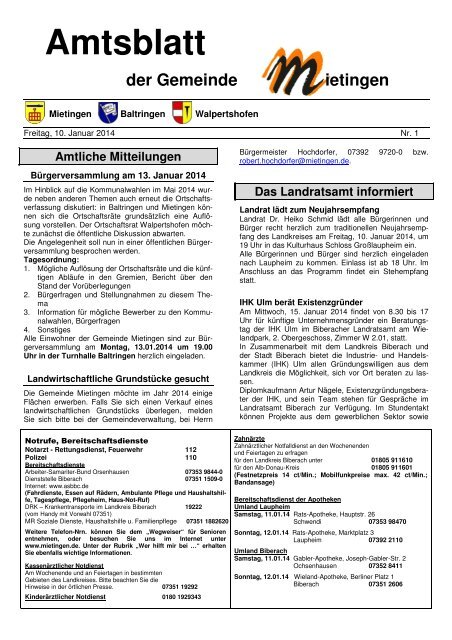 Amtsblatt 1-2014 - Mietingen