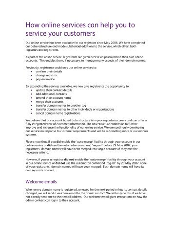 How online services can help you to service your customers - Nominet