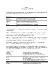 Lesson 9 Adding Table and Fields