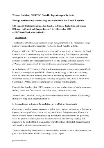 Energy performance contracting: examples from the Czech ... - Gertec