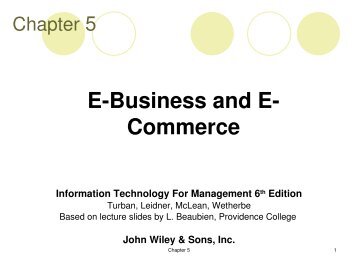 E-Business and E-Commerce (Ch. 5) - Institute for Information ...