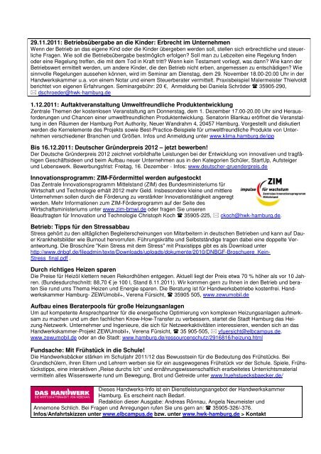 HANDWERKS â INFO 32/2011 - Handwerkskammer Hamburg