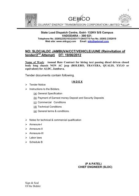 GENERAL SPECIFICATIONS - State Load Despatch Centre (SLDC)