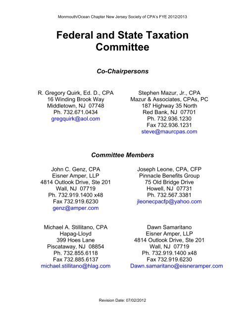 Committee Members - New Jersey Society of Certified Public ...