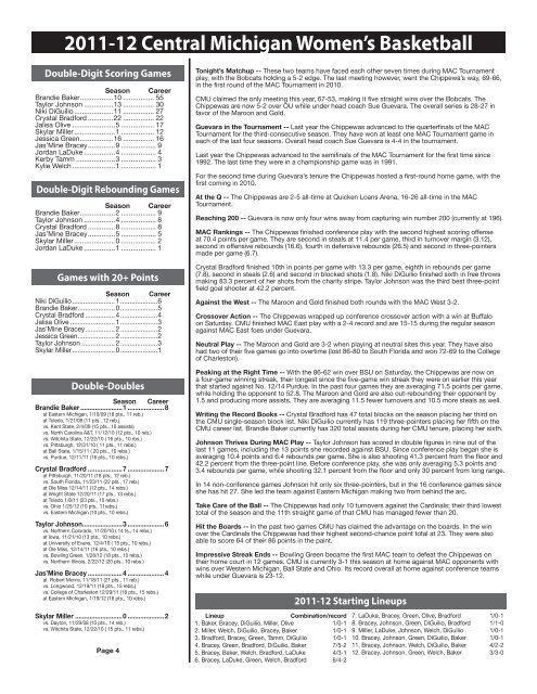 Game Notes - Central Michigan University Athletics