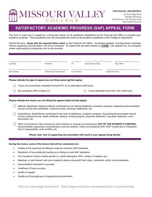 SATISFACTORY ACADEMIC PROGRESS SAP APPEAL FORM satisfactory-academic-progress-sap-appeal-form