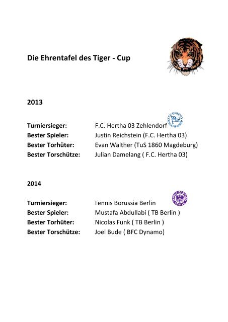 3. Tiger-Cup 2015 Heft