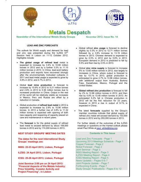Metals Despatch November 2012, Issue No. 14 - International Nickel ...
