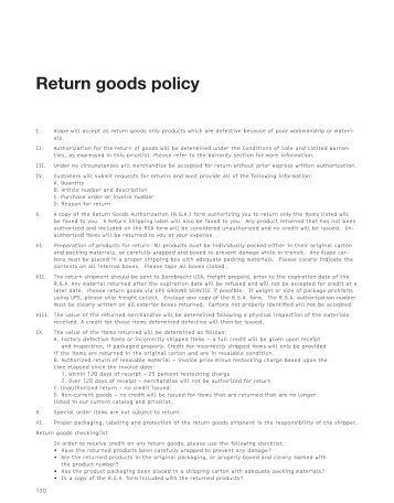 Return goods policy - Hot2Cold