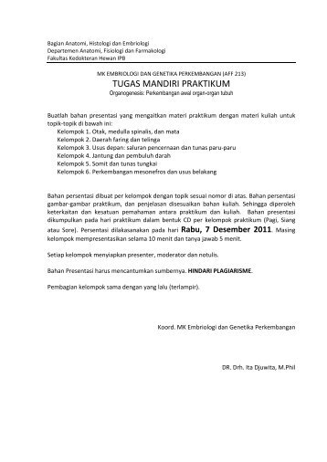 Tugas EGP Presentasi Organogenesis - aff fkh ipb