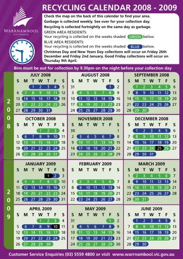 RECYCLING CALENDAR 2008 - 2009 - Recycling Near You