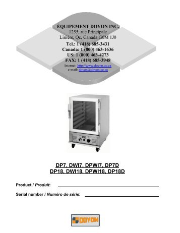 Manuels - Doyon Baking Equipment Inc