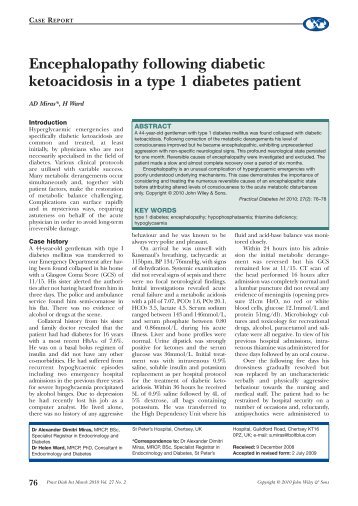 Encephalopathy following diabetic ketoacidosis - Practical Diabetes