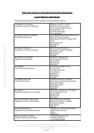 referred to external laboratories - Alder Hey Childrens Hospital