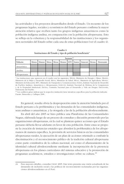 exclusión, identidad étnica y políticas de inclusión social en el perú