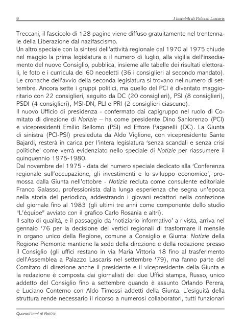 Quarant'anni di Notizie - Consiglio regionale del Piemonte